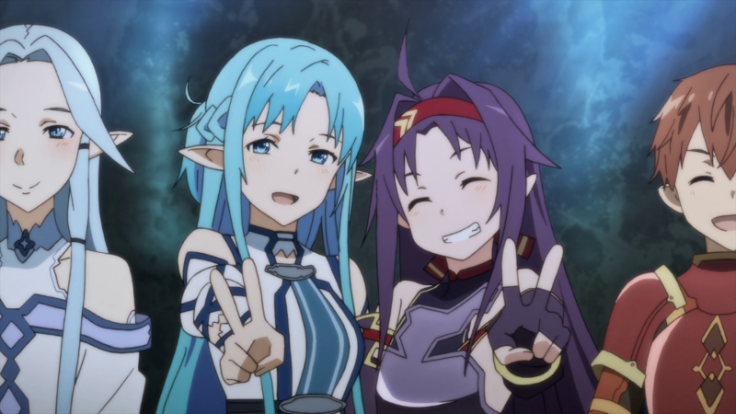 Image of Asuna and Yuuki making peace signs