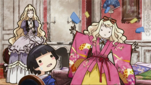 Image of Alice wearing a kimono all wrong
