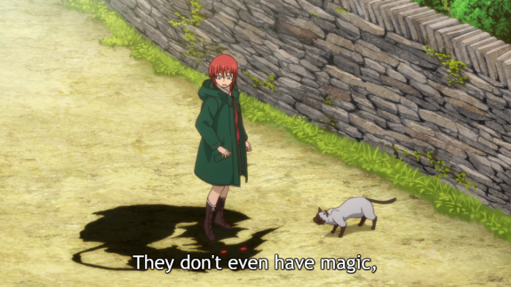 Image of Elias in Chise's shadow explaining why he doesn't like kids