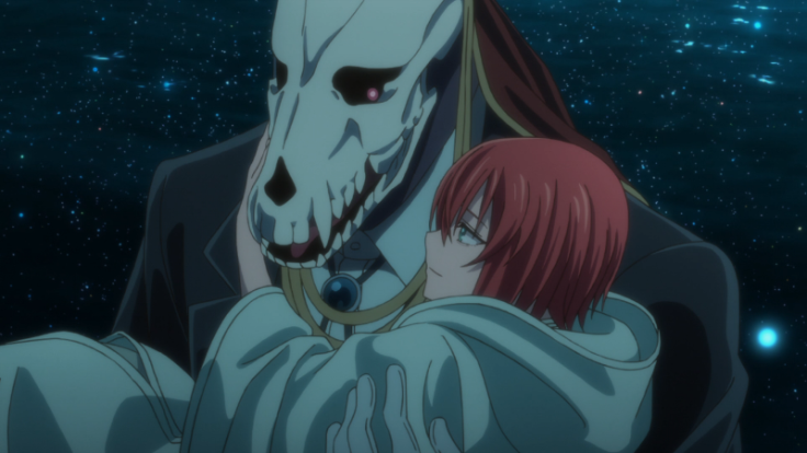 Image of Chise holding onto Elias as he carries her