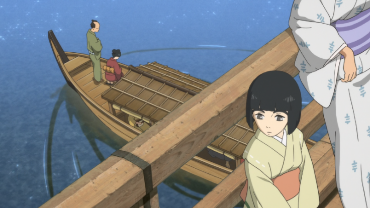 Image of O-Nao turning her head toward a boat as she hears it float beneath the bridge